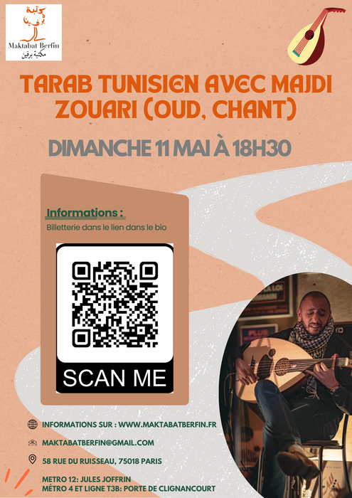Soirée de tarab tunisien avec Malek Magri et Majdi Zouari - dimanche 11 mai à 18h30